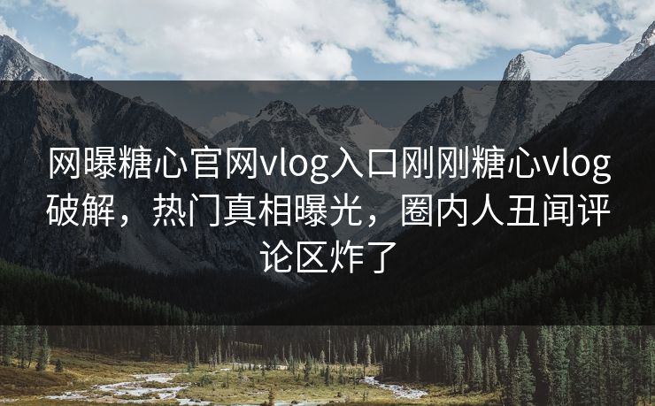 网曝糖心官网vlog入口刚刚糖心vlog破解，热门真相曝光，圈内人丑闻评论区炸了