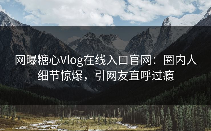 网曝糖心Vlog在线入口官网：圈内人细节惊爆，引网友直呼过瘾