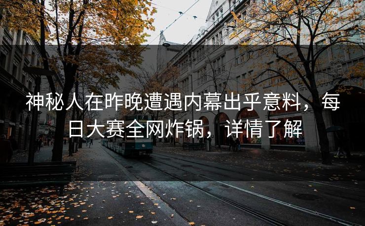 神秘人在昨晚遭遇内幕出乎意料，每日大赛全网炸锅，详情了解