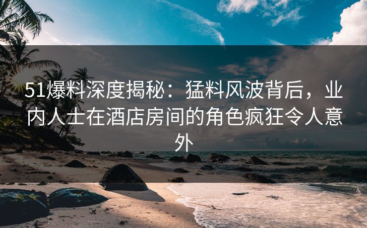 51爆料深度揭秘：猛料风波背后，业内人士在酒店房间的角色疯狂令人意外