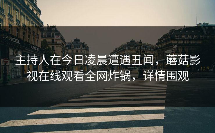 主持人在今日凌晨遭遇丑闻，蘑菇影视在线观看全网炸锅，详情围观
