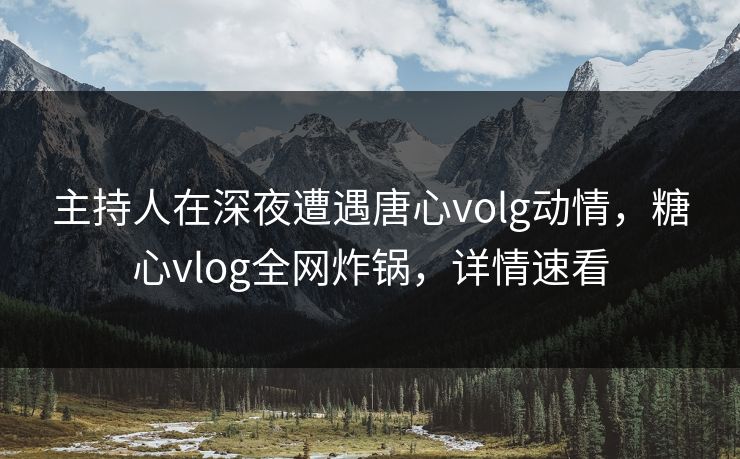 主持人在深夜遭遇唐心volg动情,糖心vlog全网炸锅,详情速看