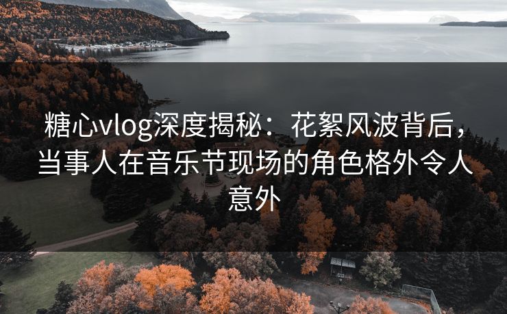 糖心vlog深度揭秘:花絮风波背后,当事人在音乐节现场的角色格外令人意外
