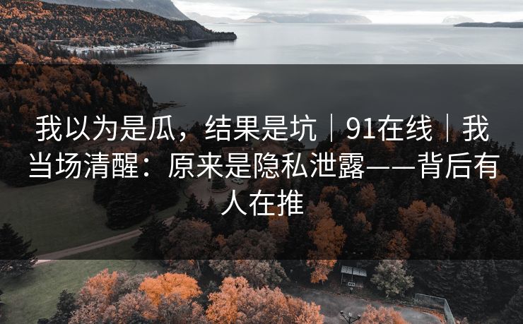 我以为是瓜，结果是坑｜91在线｜我当场清醒：原来是隐私泄露——背后有人在推